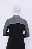 Loggia Balıkçı Yaka Boyunluklu Kolluk Açık Gri - Likralı Dik Yakalı Kadın Body Tesettür Crop Bolero thumbnail 7