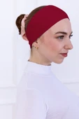 Loggia Kaymayan Silikonlu Bandana Bone Koyu Kırmızı - Kadın Tesettür Dikişsiz Kaymaz - Sportif Saç Bandı - 4