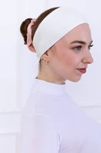 Loggia Kaymayan Silikonlu Bandana Bone Ekru - Kadın Tesettür Dikişsiz Kaymaz Geçme - Sportif Saç Bandı - 5