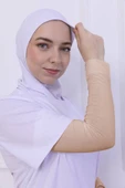 Loggia Likralı Penye Kolluk Ten Rengi - Pratik Kadın Tesettür Düz Namaz Kolluğu 1 Çift 40cm Viskon Hijab thumbnail 1