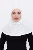 Loggia 2 Parçalı Pratik Namaz Örtüsü Beyaz Sandy Hijab - Kadın Tesettür Hazır Türban thumbnail 2