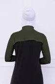 Loggia Balıkçı Yaka Boyunluklu Kolluk Haki Yeşil - Likralı Dik Yakalı Kadın Body Tesettür Crop Bolero thumbnail 7