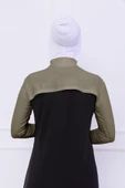Loggia Balıkçı Yaka Boyunluklu Kolluk Açık Yeşil - Likralı Dik Yakalı Kadın Body Tesettür Crop Bolero thumbnail 7