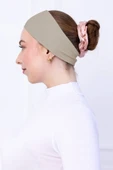 Loggia Kaymayan Silikonlu Bandana Bone Krem - Kadın Tesettür Dikişsiz Kaymaz Geçme - Sportif Saç Bandı - 2