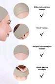 Loggia Kaymayan Silikonlu Bandana Bone Krem - Kadın Tesettür Dikişsiz Kaymaz Geçme - Sportif Saç Bandı - 3