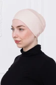 Loggia Geçmeli Açık Bej Bone Önü Dikişsiz Kaymaz Lastikli Kadın Tesettür Pratik Geçme İç Bone thumbnail 1