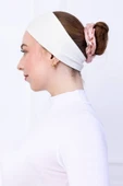 Loggia Kaymayan Silikonlu Bandana Bone Ekru - Kadın Tesettür Dikişsiz Kaymaz Geçme - Sportif Saç Bandı - 2