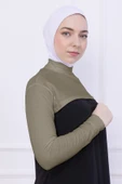 Loggia Balıkçı Yaka Boyunluklu Kolluk Açık Yeşil - Likralı Dik Yakalı Kadın Body Tesettür Crop Bolero thumbnail 1