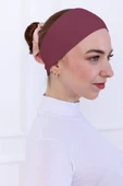 Loggia Kaymayan Silikonlu Bandana Bone - Sportif Saç Bandı-Gül Kurusu - 5