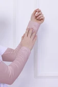 Loggia Likralı Penye Kolluk Pudra - Pratik Kadın Tesettür Düz Namaz Kolluğu 1 Çift 40cm Viskon Hijab thumbnail 2