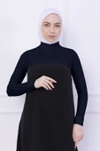Loggia Balıkçı Yaka Boyunluklu Kolluk Lacivert - Likralı Dik Yakalı Kadın Body Tesettür Crop Bolero thumbnail 2