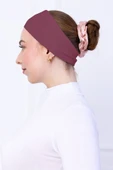 Loggia Kaymayan Silikonlu Bandana Bone - Sportif Saç Bandı-Gül Kurusu - 2