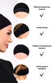 Loggia Kaymayan Silikonlu Bandana Bone Siyah - Kadın Tesettür Dikişsiz Kaymaz Geçme - Sportif Saç Bandı - 3
