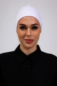 Loggia Dikişsiz Beyaz Penye Bone Kadın Tesettür Bağlamalı. thumbnail 1