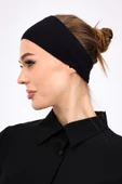 Loggia Kaymayan Silikonlu Bandana Bone Siyah - Kadın Tesettür Dikişsiz Kaymaz Geçme - Sportif Saç Bandı - 8