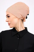 Loggia Düz Dikişsiz Penye Bone Ten Rengi - Kadın Tesettür Bağlamalı İç Bone thumbnail 6