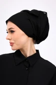 Loggia İç Başörtüsü %100 Pamuklu Siyah Tülbent - Kenarları Oyalı 90x90 Cm Kadın Tesettür Yazma Başörtü - 2