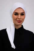 Loggia İç Başörtüsü %100 Pamuklu Beyaz Tülbent - Kenarları Oyalı 90x90 Cm Kadın Tesettür Yazma Başörtü thumbnail 7