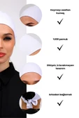 Loggia Dikişsiz Beyaz Penye Bone Kadın Tesettür Bağlamalı. thumbnail 2