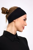 Loggia Kaymayan Silikonlu Bandana Bone Siyah - Kadın Tesettür Dikişsiz Kaymaz Geçme - Sportif Saç Bandı - 2