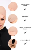 Loggia Düz Dikişsiz Penye Bone Ten Rengi - Kadın Tesettür Bağlamalı İç Bone thumbnail 3