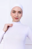 Loggia Kaymayan Silikonlu Bandana Bone Beyaz - Kadın Tesettür Dikişsiz Kaymaz Geçme - Sportif Saç Bandı - 4