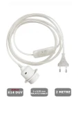 Şeffaf Kablo, E14 Beyaz Duylu, 2 Metre Arapuarlı (Aç Kapat Anahtar) (2X0,50) thumbnail 1