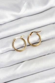 Tahtakale Toptancı  Çelik Gold Renk 15 mm Halka Kadın Küpe 11225 - 1