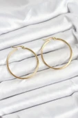 Tahtakale Toptancı  Çelik Gold Renk 35 mm Halka Kadın Küpe 11226 - 1