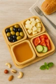 Dekorasyaa Bambu Çok Amaçlı Çerezlik ve Kahvaltılık - Sunum Tepsili - 4lü Kare - 2