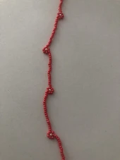 Lim10lubahçe Kırmızı Çiçekli Boncuk Kolye - 3