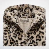 Leopar Desenli Kapüşonlu Çocuk Peluş Mont - 3