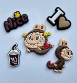 3 Boyutlu Özel Üretim Labubu Sticker (5'li Set) - (Kahverengi-Siyah Set) - 3