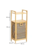 Dekorasyaa Bambu 2 Katlı Çok Amaçlı Banyo Düzenleyici Çamaşır Sepeti Organizer - Gri - 4