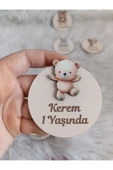 Doğrukan Hediyelik 10 adet ayıcık figürlü ahşap taban yenidoğan doğum günü mevlüt magnet hediyelik (figür seçilebilir) thumbnail 4