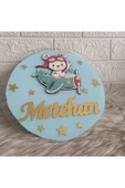 Doğrukan Hediyelik 30 cm uçakta ayıcık figürlü pleksi yenidoğan çocuk odası kapı süsü thumbnail 3
