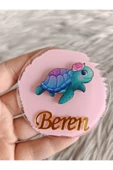 Doğrukan Hediyelik Çiçekli su kaplumbağası pleksi yenidoğan doğum günü magnet hediyelik (10 adet) thumbnail 1