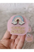 Doğrukan Hediyelik Pastel renk gökkuşağı yenidoğan doğum günü pleksi magnet hediyelik(10 adet) thumbnail 1