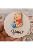 Doğrukan Hediyelik Winnie the pooh figürlü ahşap yenidoğan doğum günü hediyelik magnet(10 adet) thumbnail 1