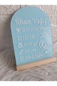 Doğrukan Hediyelik Ahşap standlı doğum panosu mavi renk yenidoğan hediyelikleri thumbnail 2