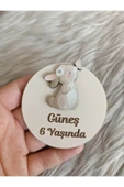 Doğrukan Hediyelik Burnunda kelebekli tavşanlı ahşap yenidoğan doğum günü magnet hediyelik (10 adet) thumbnail 1