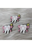 Doğrukan Hediyelik 25 Adet Pembe Kanatlı Diş Figürü Ahşap Üzeri Uv Baskı 4 cm Hediyelik Yapımına Uygun thumbnail 2