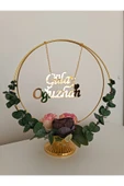 Doğrukan Hediyelik Çember gold çiçekli masa isimliği söz, nişan, nikah,kına , düğün masa isimlik hedihelik - 1