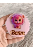 Doğrukan Hediyelik Pembe aslan figürlü pleksi yenidoğan doğum günü magnet hediyelik (10 adet) thumbnail 1