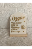 Doğrukan Hediyelik Ahşap standlı pleksi doğum panosu yenidoğan hediyelikleri - 1