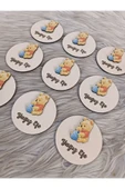 Doğrukan Hediyelik Winnie the pooh figürlü ahşap yenidoğan doğum günü hediyelik magnet(10 adet) thumbnail 4