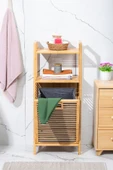 Dekorasyaa Bambu 2 Katlı Çok Amaçlı Banyo Düzenleyici Çamaşır Sepeti Organizer - Gri - 1
