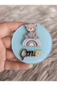 Doğrukan Hediyelik Gökkuşağı üstünde ayıcıklı pleksi yenidoğan doğum günü magnet hediyelik (10 adet) thumbnail 1
