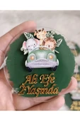Doğrukan Hediyelik 3 hayvanlı safari konsept yenidoğan doğum günü mevlüt pleksi magnet hediyelik(10 adet) thumbnail 1