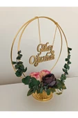 Doğrukan Hediyelik Çember gold çiçekli masa isimliği söz, nişan, nikah,kına , düğün masa isimlik hedihelik - 2